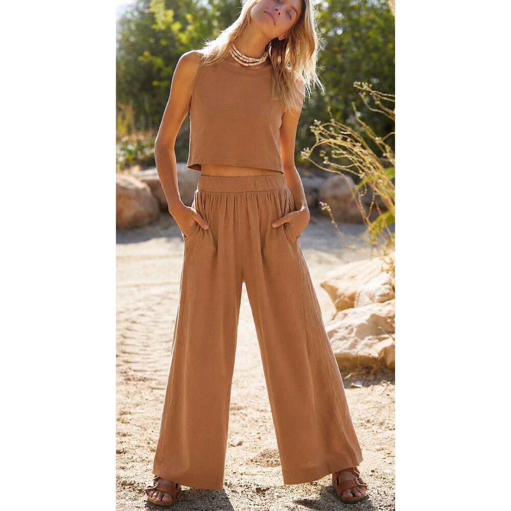 Free People Coastal Lounge Wide Leg Beach Set, XS  F39